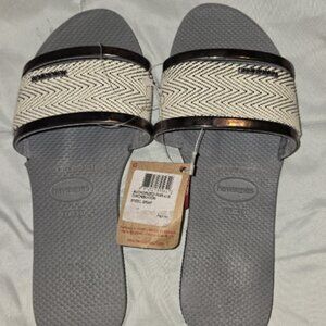 Havaianas You Trancoso Women's Steel Grey Slide Sandals Sz 9/10W US 41/42EUR NWT